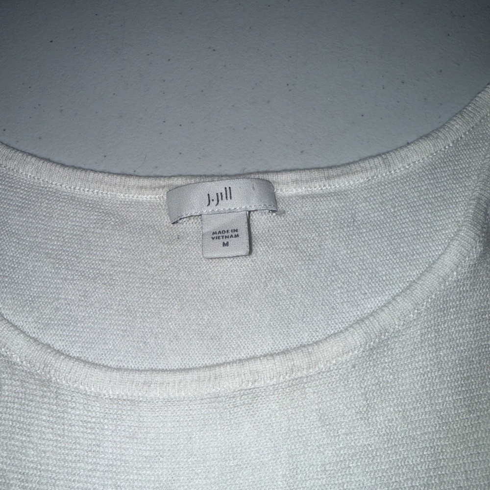J.Jill White Linen Blend Tank Top Womens Size Medium Raw Hem Sleeveless Casual - Picture 2 of 12